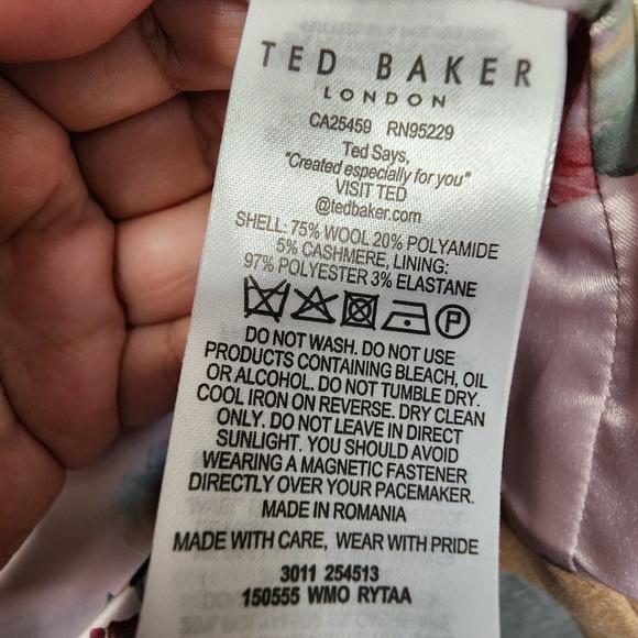 TED BAKER Wool Cashmere Blend‎ Rytaa Wrap Coat Womens Size 1 Natural NEW w/ Tag - Picture 9 of 11